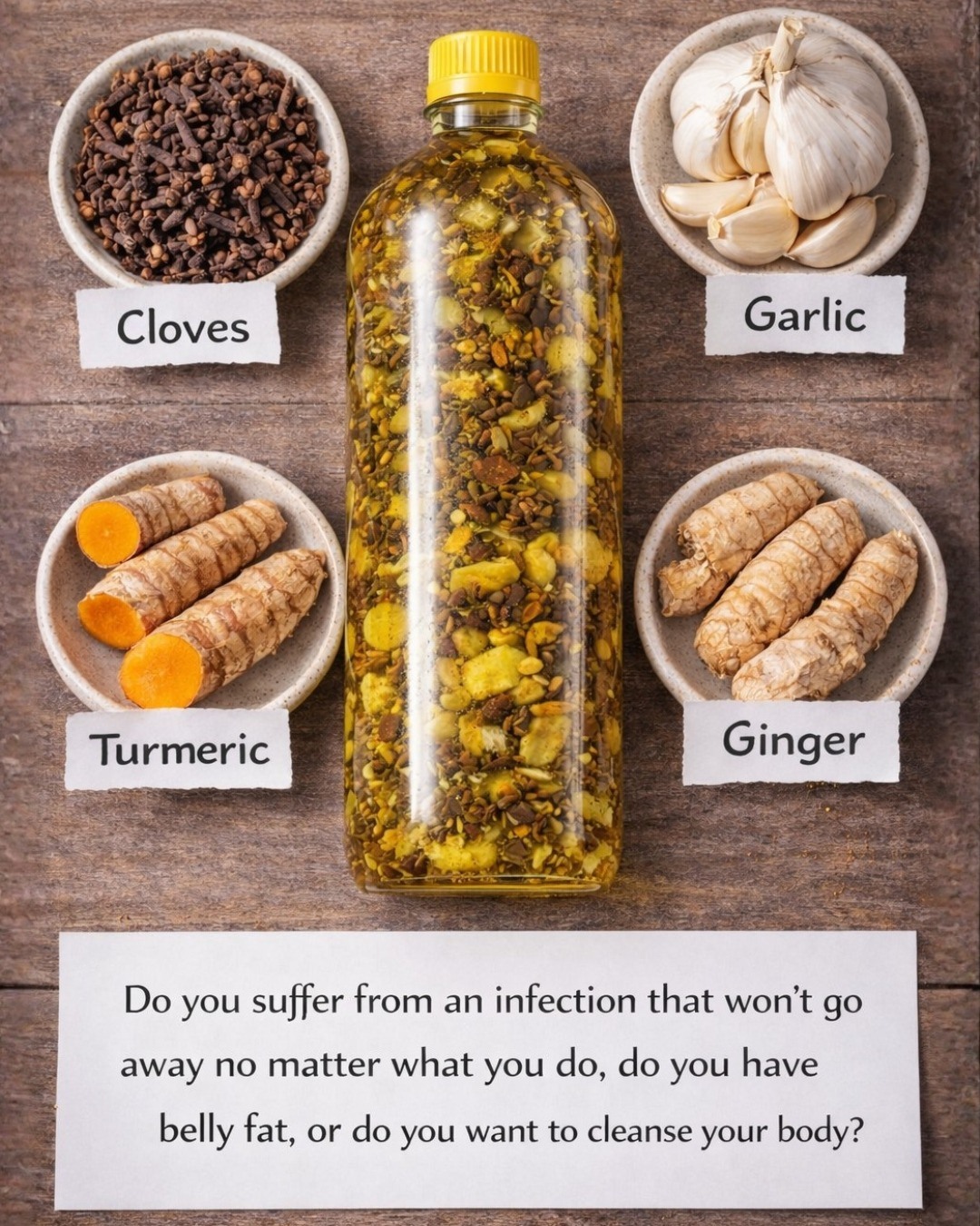 Detox Drink with Cloves, Garlic, Turmeric & Ginger